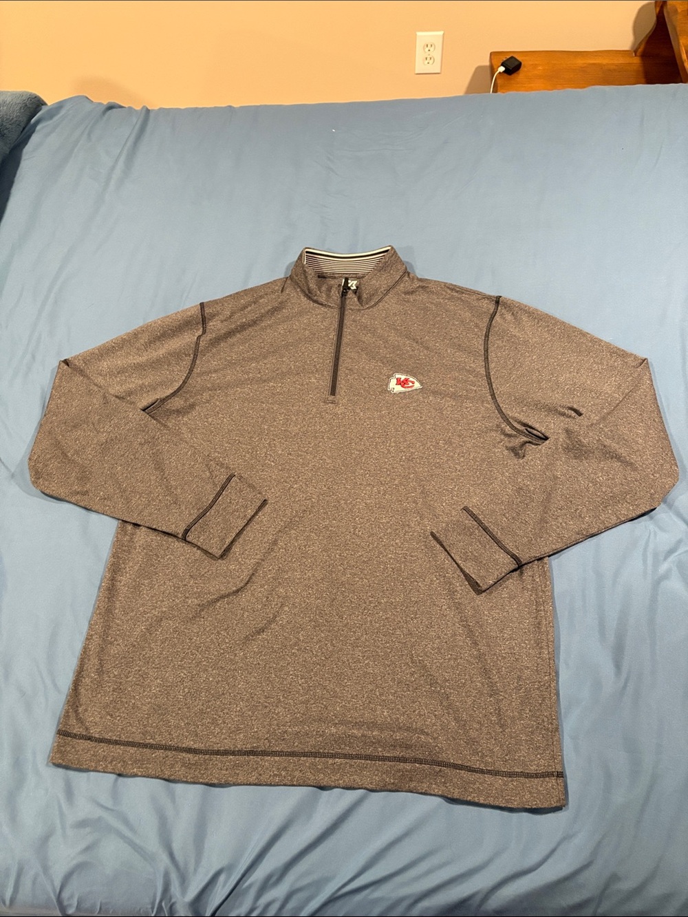 Kansas City Chiefs Heathered Gray 1/4 Zip Pullover